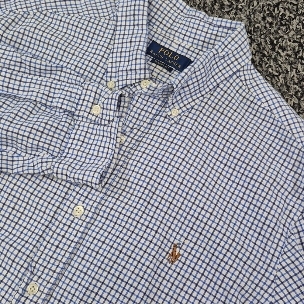 Polo Ralph Lauren Button Down‎ Long Sleeve Size XL Blue Check Classic Fit